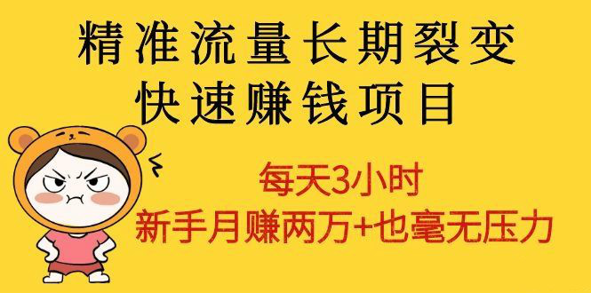 精準(zhǔn)流量長(zhǎng)期裂變快速賺錢項(xiàng)目：每天3小時(shí) 新手月賺兩萬(wàn)+也毫無(wú)壓力