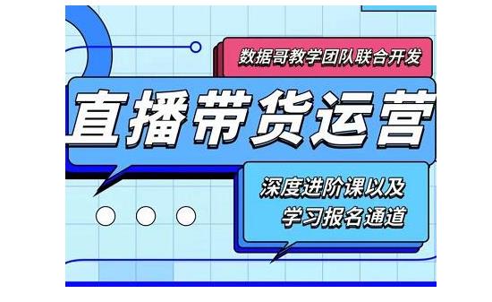 數(shù)據(jù)哥·新直播帶貨運營課(含電子資料)：破冷啟動、818算法破解、高效率帶貨等